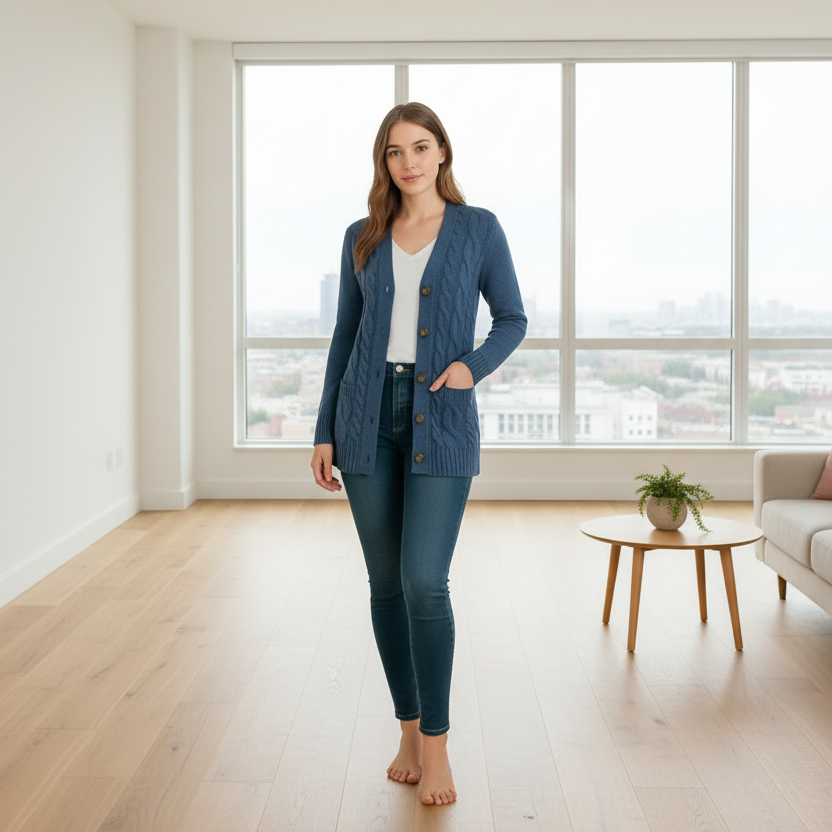 PLUXSTYLE::numise::bettina-cable-cardigan::lifestyle-keep-1