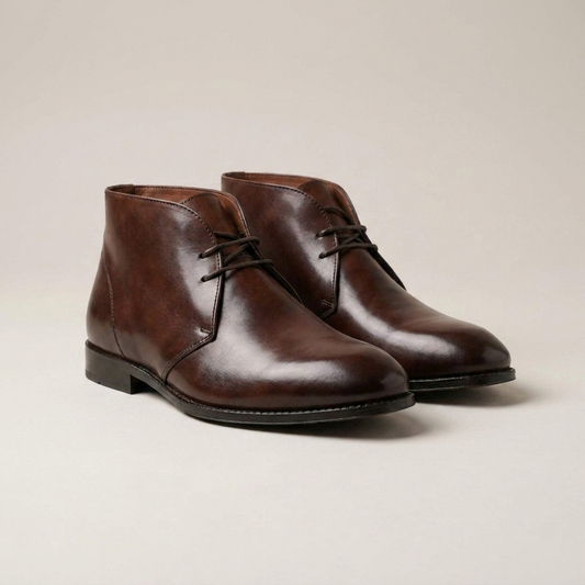 PLUXSTYLE::numise::mens-everyday-chukka-boots::closeup-detail
