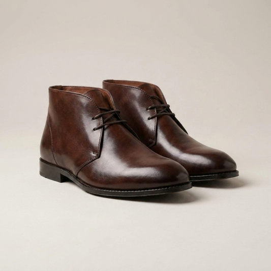 PLUXSTYLE::numise::mens-everyday-chukka-boots::closeup-detail