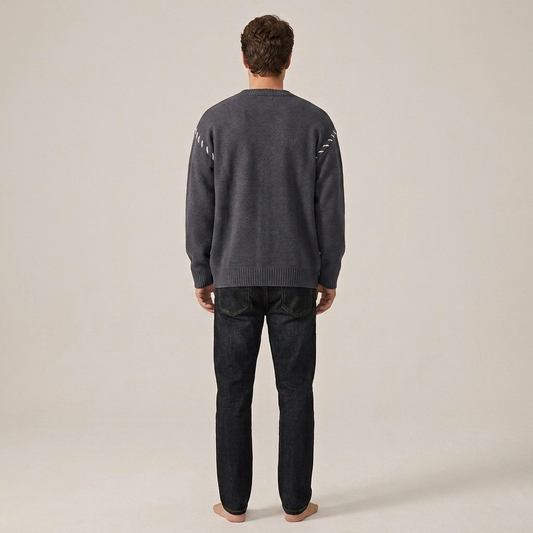 PLUXSTYLE::numise::mens-embroidered-oversized-cardigan::back