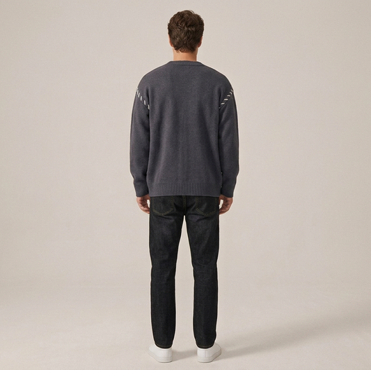 PLUXSTYLE::numise::mens-embroidered-oversized-cardigan::back