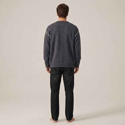 PLUXSTYLE::numise::mens-embroidered-oversized-cardigan::back