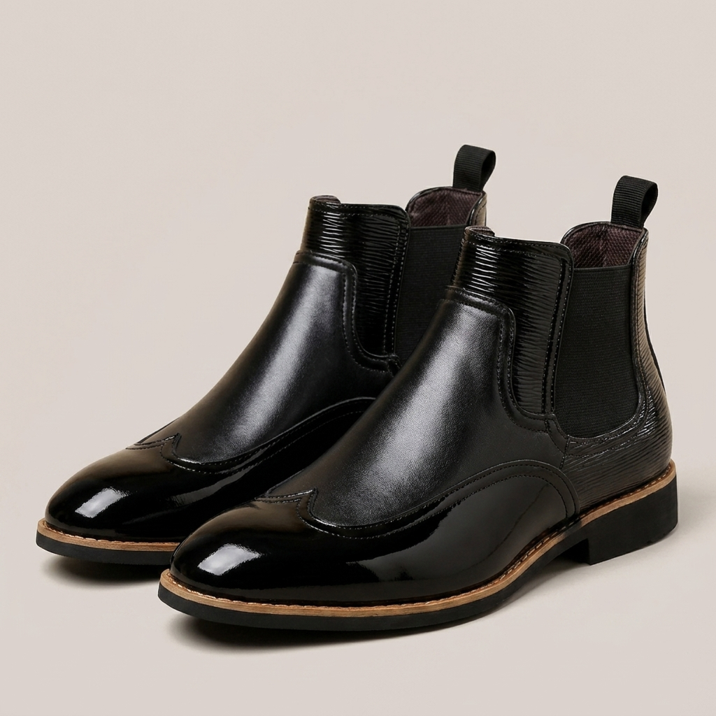 PLUXSTYLE::numise::mens-classic-chelsea-boots::pack-black