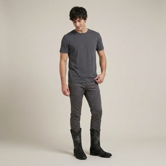 PLUXSTYLE::numise::matte-black-square-toe-boots::zoom-out
