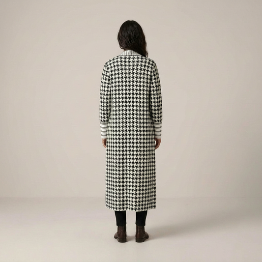 PLUXSTYLE::numise::womens-houndstooth-cardigan::back