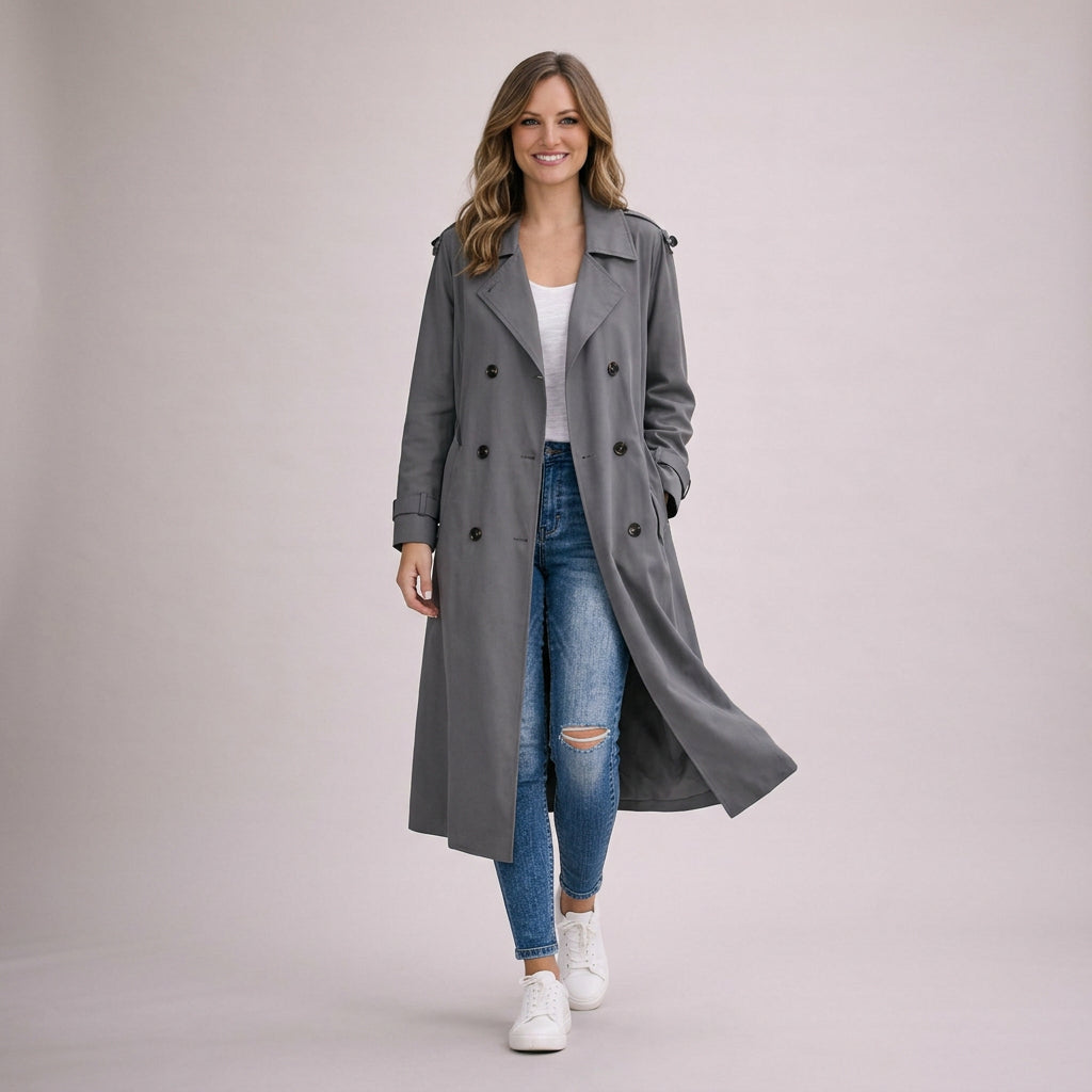 Belted Double-Breasted Trench Coat