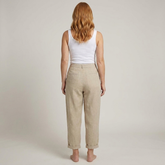 PLUXSTYLE::numise::womens-high-waist-linen-blend-trousers-for-all-day-comfort::back