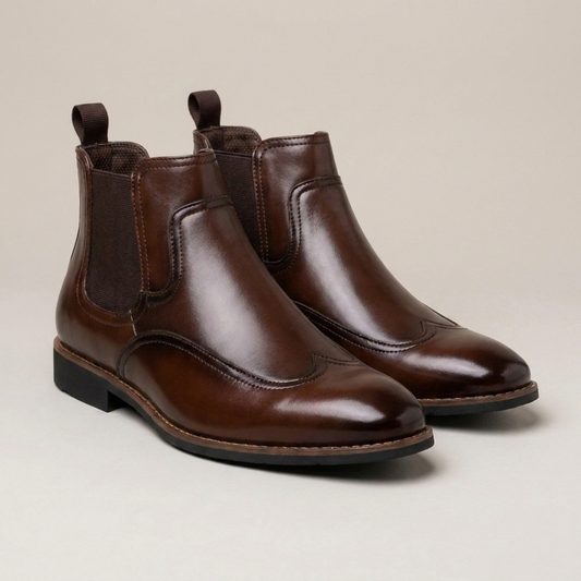 PLUXSTYLE::numise::mens-classic-chelsea-boots::closeup-detail