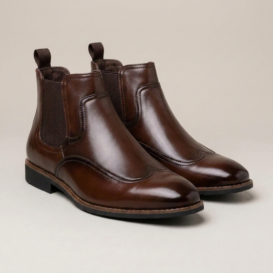 PLUXSTYLE::numise::mens-classic-chelsea-boots::closeup-detail