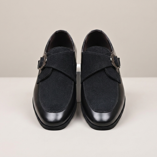 PLUXSTYLE::numise::mens-pointed-toe-monk-strap-dress-shoes::pack-black
