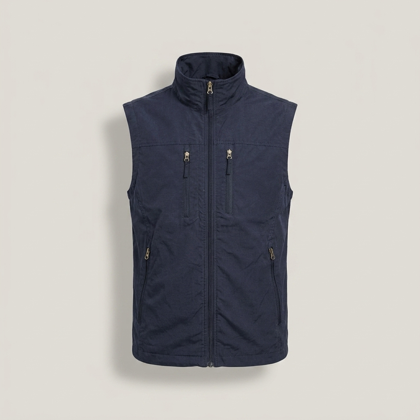 PLUXSTYLE::numise::mens-stand-collar-utility-vest::pack-navy-blue