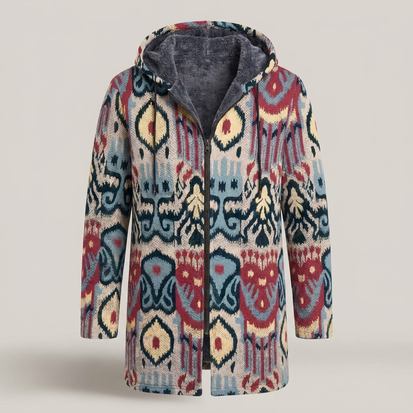 PLUXSTYLE::numise::mens-color-block-hooded-cardigan::pack-red