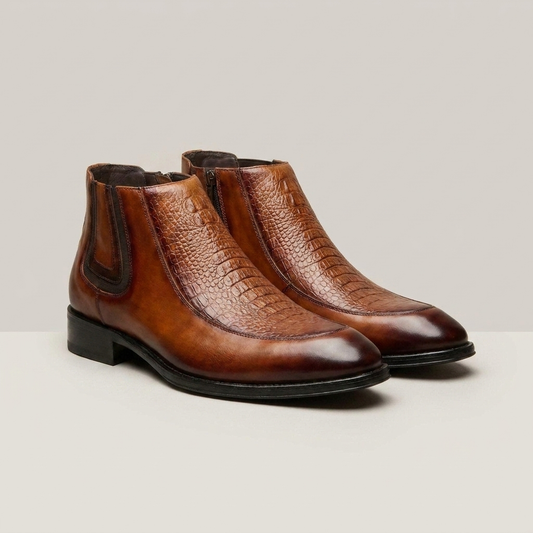 PLUXSTYLE::numise::mens-stretch-fit-zip-chelsea-boots::closeup-detail