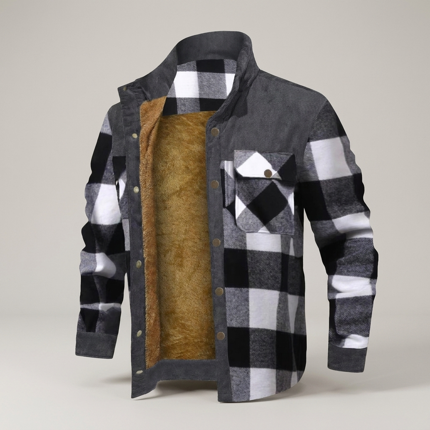 PLUXSTYLE::numise::mens-plaid-hooded-parka::pack-white