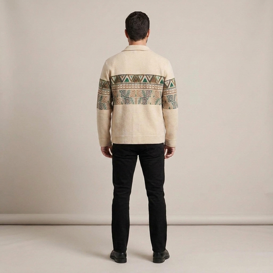 PLUXSTYLE::numise::mens-geometric-cardigan::back