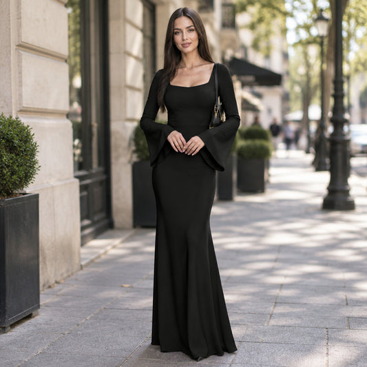 Elegant Long-Sleeve Maxi Dress