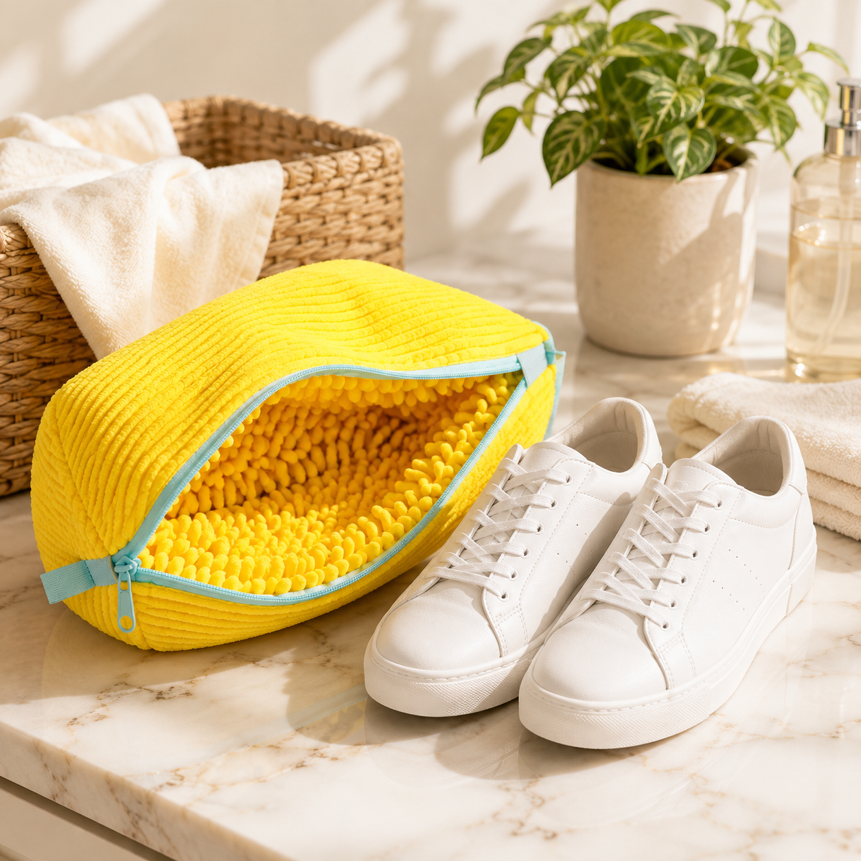 Premium Shoe Washing Bag for Washing Machine – Chenille Sneaker Laundry Bag with Protective Zipper for Shoes