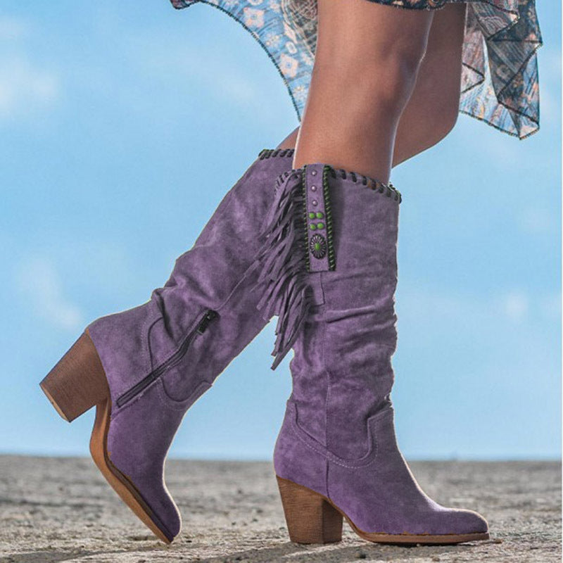 PLUXSTYLE::numise::womens-fringe-cowboy-boots::lifestyle-keep-2