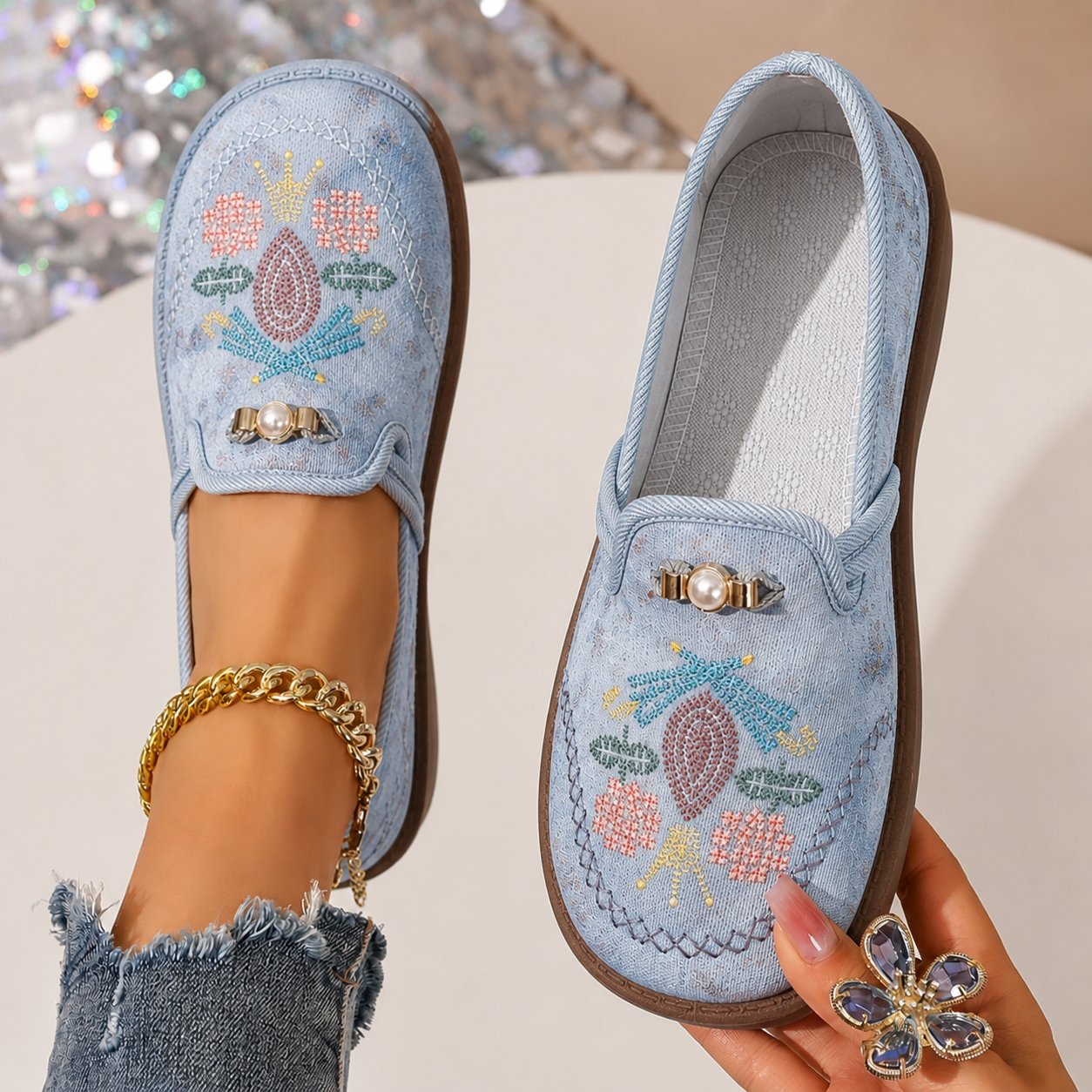 PLUXSTYLE::numise::amelia-floral-embroidered-loafers::lifestyle-keep-2