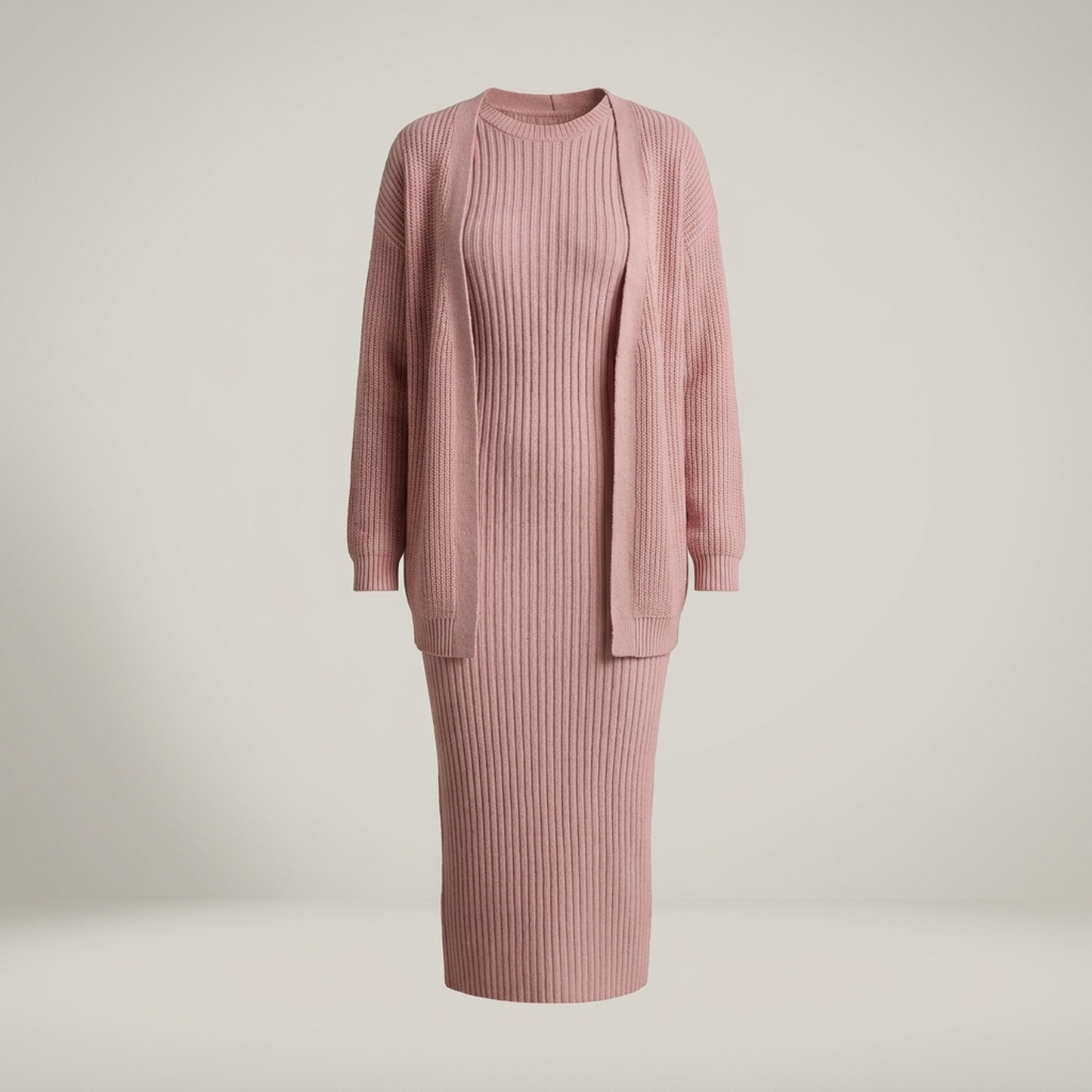 PLUXSTYLE::numise::slim-fit-cardigan-dress-set::pack-lotus-pink