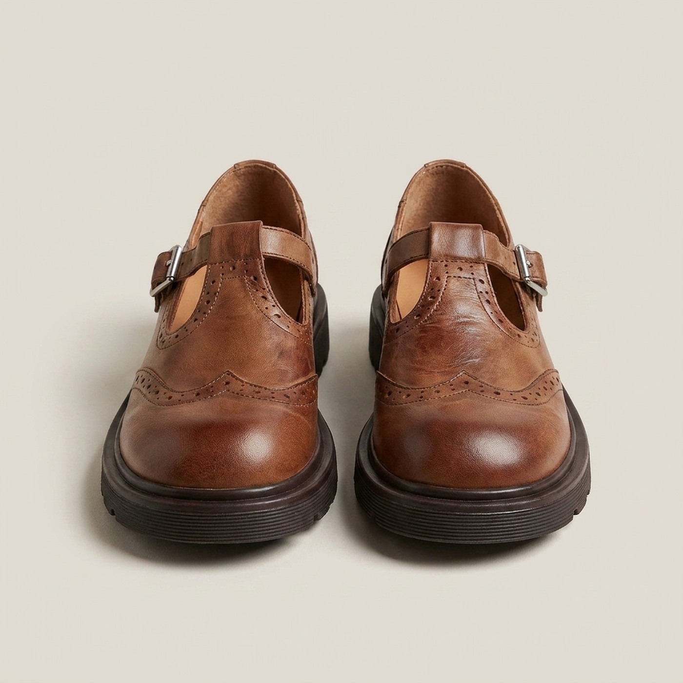 PLUXSTYLE::numise::supportive-mary-jane-shoes::pack-brown