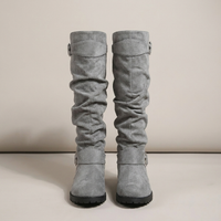 PLUXSTYLE::numise::slouchy-buckle-knee-high-boots::pack-light-grey