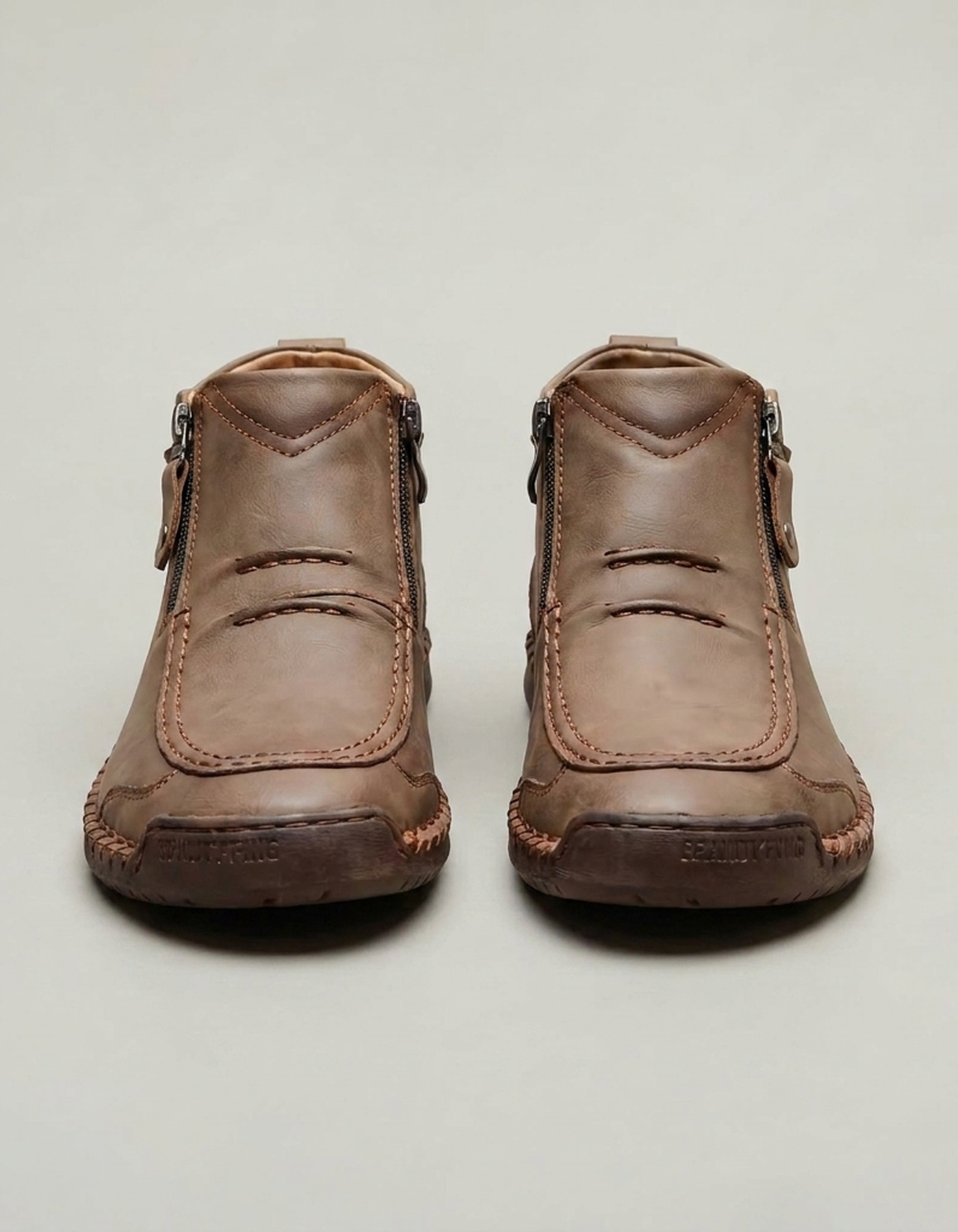 PLUXSTYLE::numise::mens-side-zip-stitched-ankle-footwear::pack-khaki