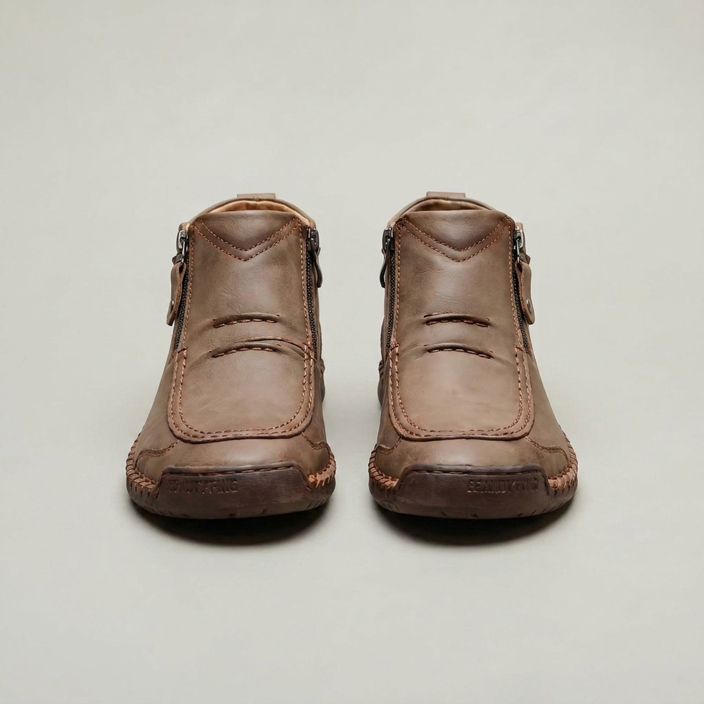 PLUXSTYLE::numise::mens-side-zip-stitched-ankle-footwear::pack-khaki