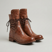 PLUXSTYLE::numise::studded-lace-up-ankle-boots::closeup-detail