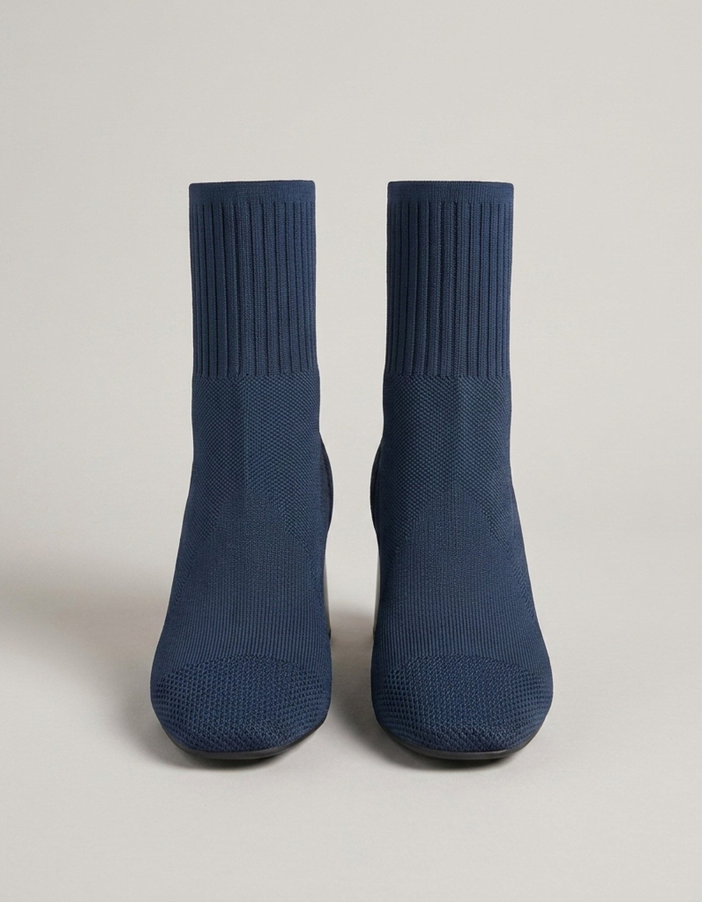 PLUXSTYLE::numise::ribbed-collar-ankle-boots::pack-navy-blue