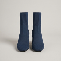 PLUXSTYLE::numise::ribbed-collar-ankle-boots::pack-navy-blue