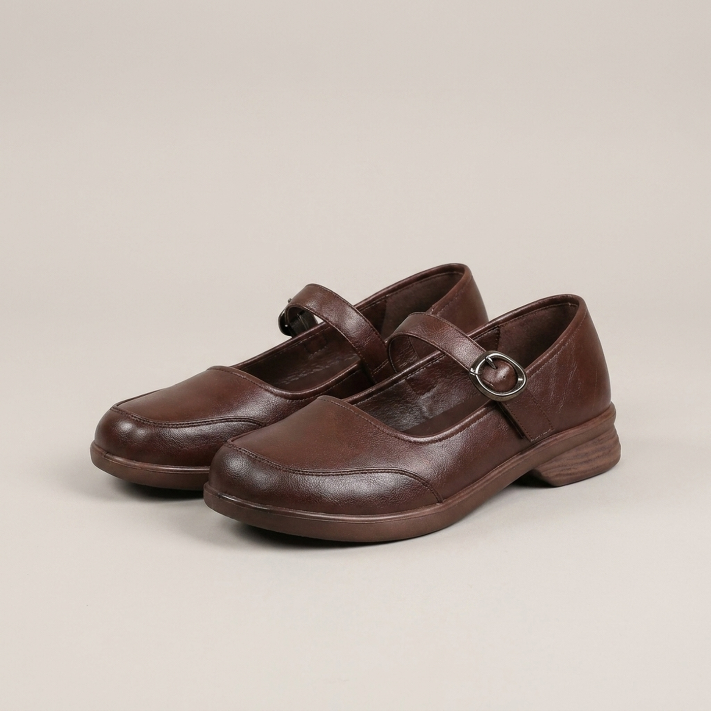 PLUXSTYLE::numise::daniela-buckle-strap-mary-jane-shoes::pack-brown