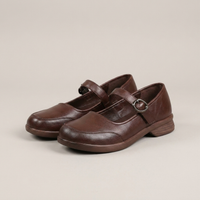 PLUXSTYLE::numise::daniela-buckle-strap-mary-jane-shoes::pack-brown