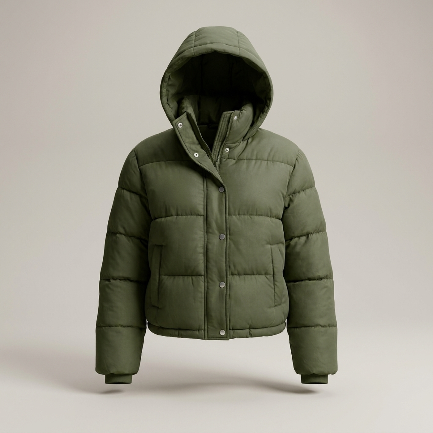 PLUXSTYLE::numise::arielle-cropped-hooded-parka::pack-olive-green