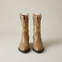 PLUXSTYLE::numise::embroidered-western-ankle-boots::pack-apricot