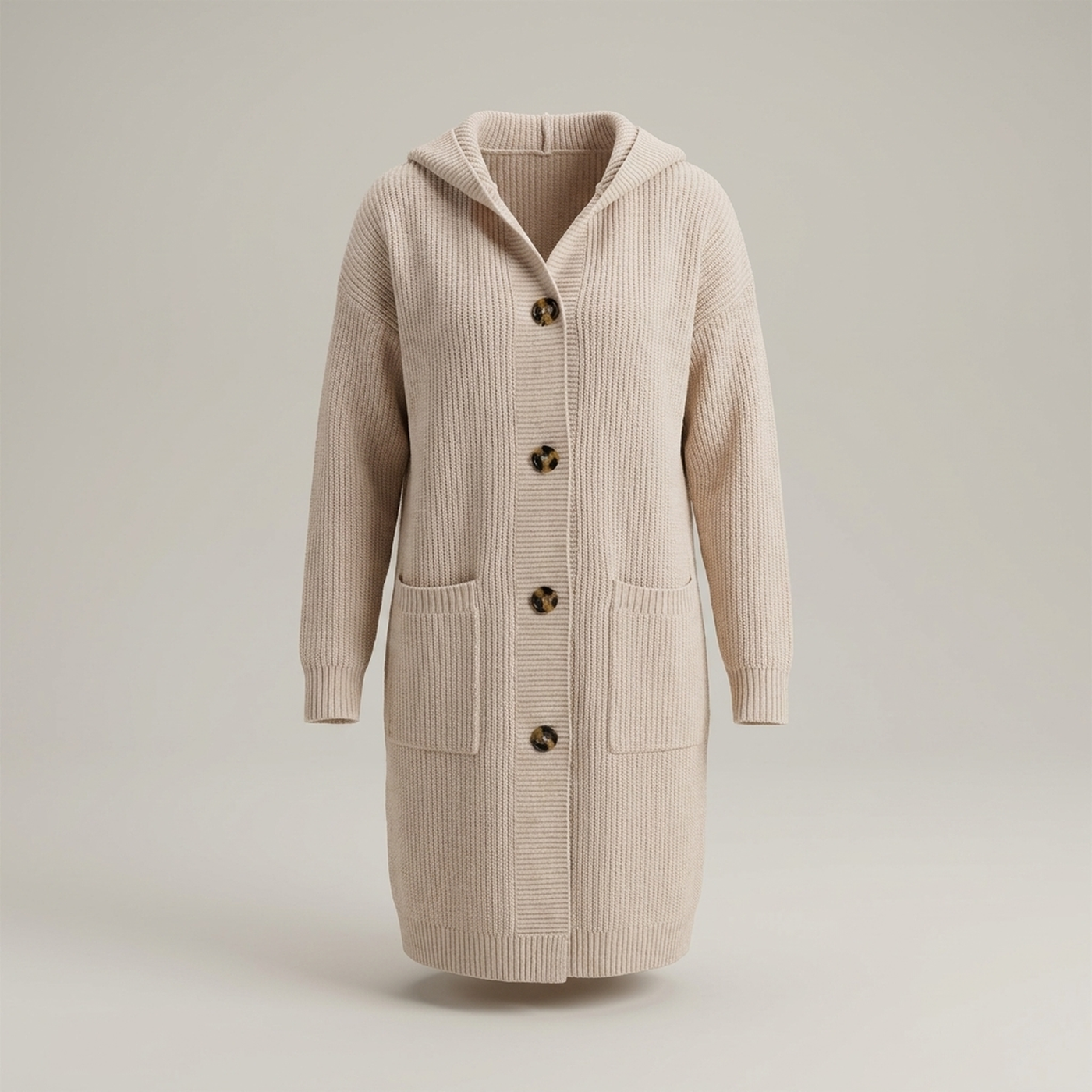 PLUXSTYLE::numise::longline-hooded-cardigan::pack-apricot
