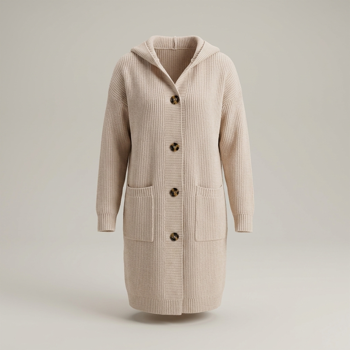 PLUXSTYLE::numise::longline-hooded-cardigan::pack-apricot