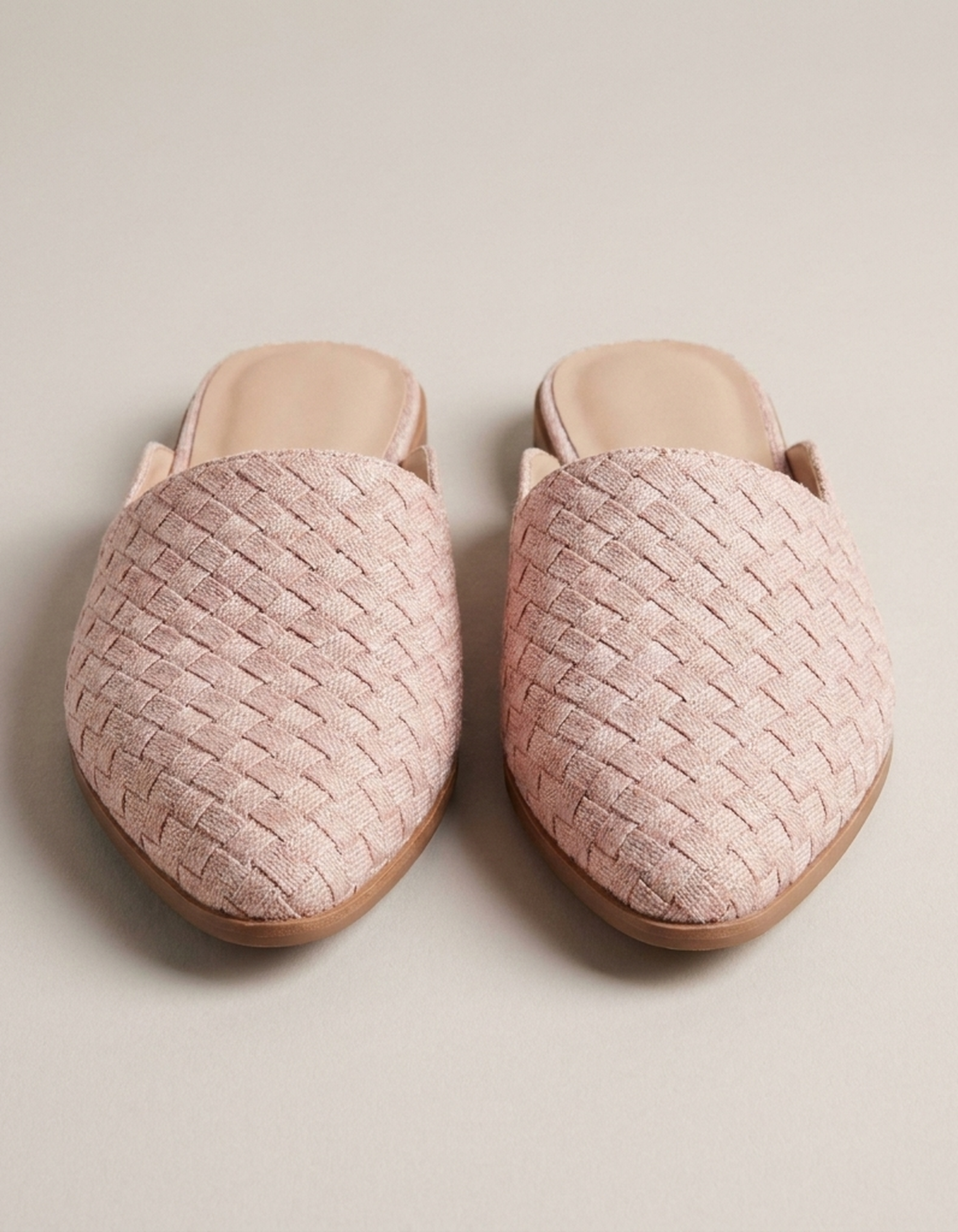 PLUXSTYLE::numise::womens-pointed-toe-woven-mules::pack-light-pink