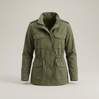 PLUXSTYLE::numise::drawstring-waist-military-parka::pack-green