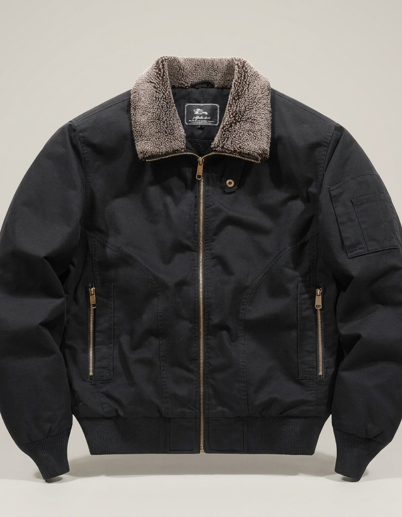 PLUXSTYLE::numise::mens-zip-front-bomber-parka::pack-black