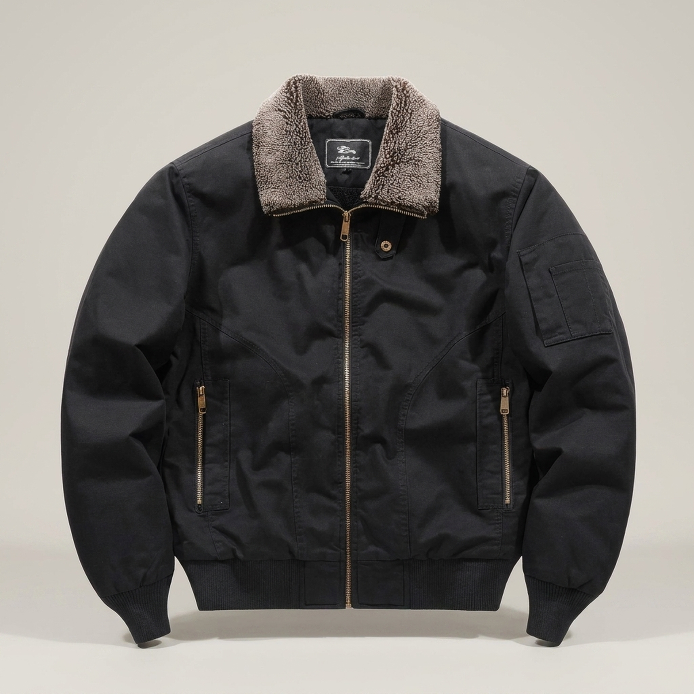 PLUXSTYLE::numise::mens-zip-front-bomber-parka::pack-black