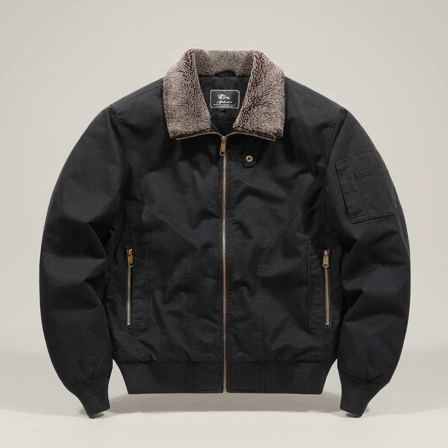 PLUXSTYLE::numise::mens-zip-front-bomber-parka::pack-black