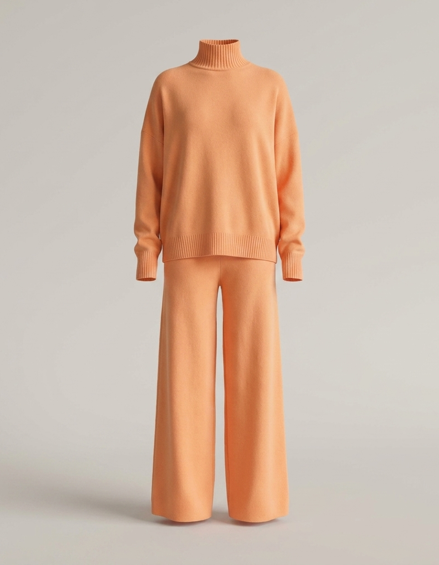 PLUXSTYLE::numise::relaxed-turtleneck-wide-leg-pants-set::pack-orange