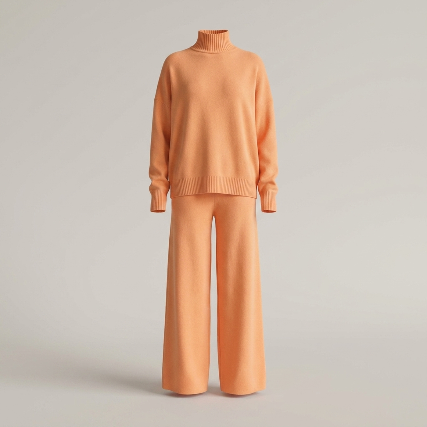 PLUXSTYLE::numise::relaxed-turtleneck-wide-leg-pants-set::pack-orange