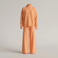 PLUXSTYLE::numise::relaxed-turtleneck-wide-leg-pants-set::pack-orange