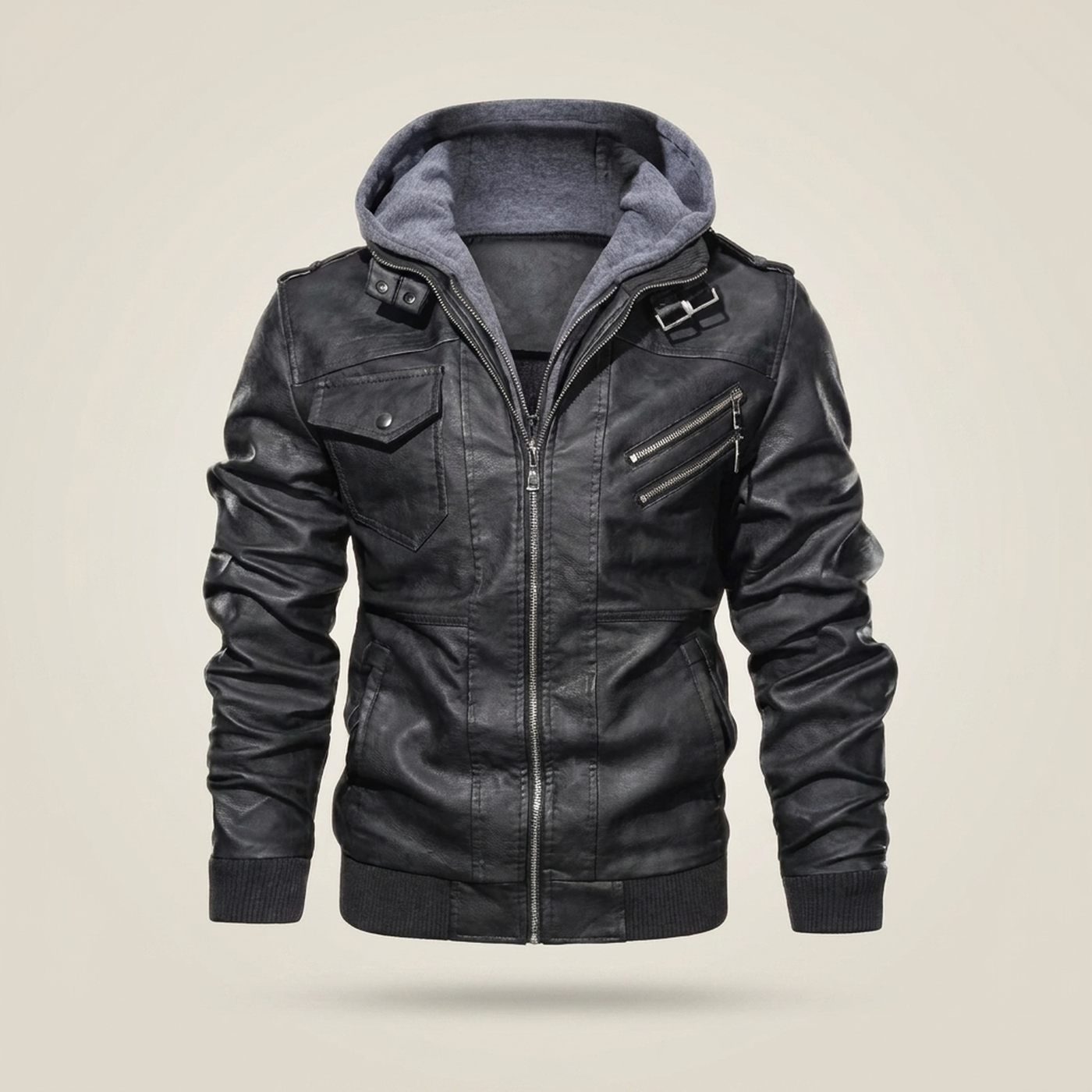 PLUXSTYLE::numise::mens-detachable-hood-parka::pack-black