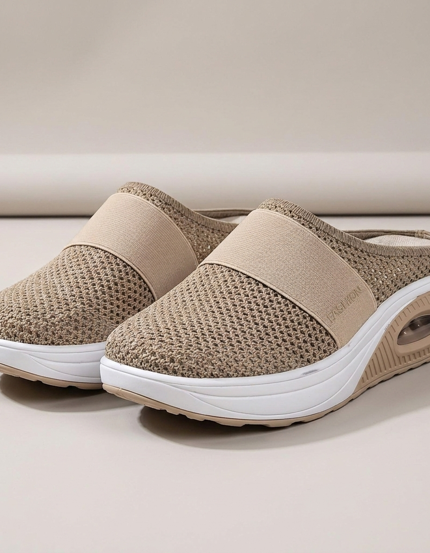 PLUXSTYLE::numise::air-cushion-slip-on-footwear::pack-khaki