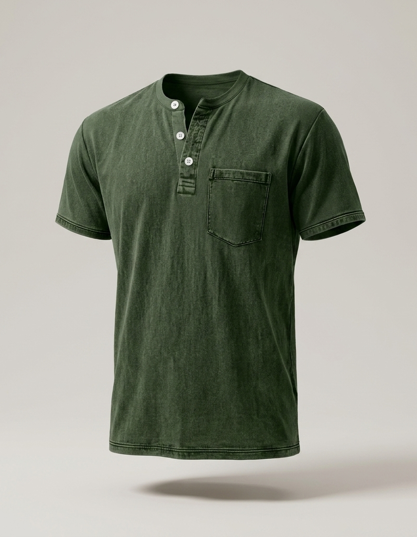 PLUXSTYLE::numise::mens-lived-in-henley-top::pack-army-green