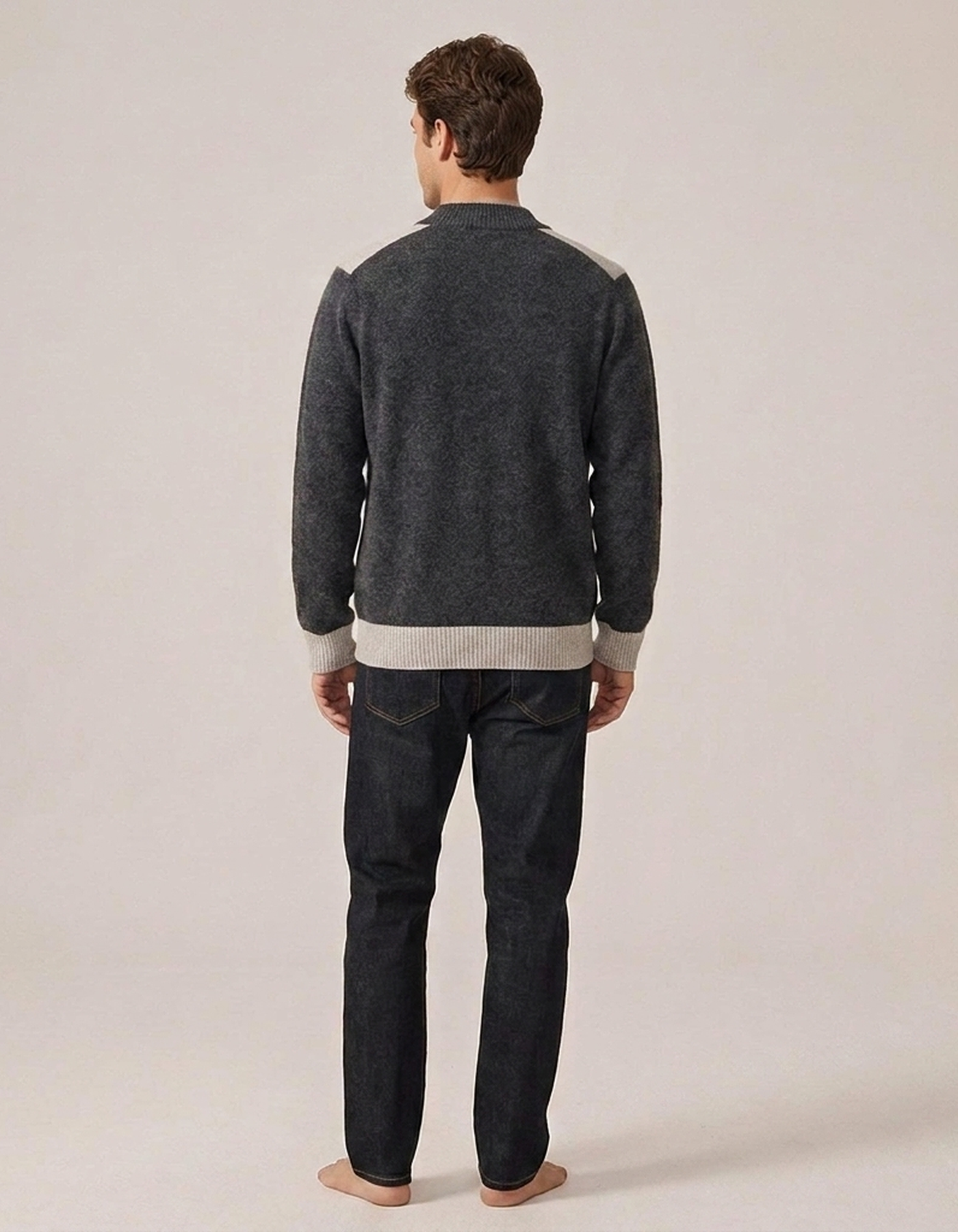 PLUXSTYLE::numise::mens-color-block-zip-cardigan::back