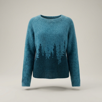 PLUXSTYLE::numise::fair-isle-crewneck-sweater::pack-blue-silhouette-print